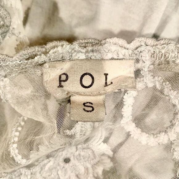 Women's 𝅺POL mint green floral lace boho open front vest size small - Picture 8 of 10